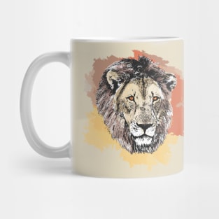 Lion Male Close-up Watercolor Painting for Lion Fans Mug